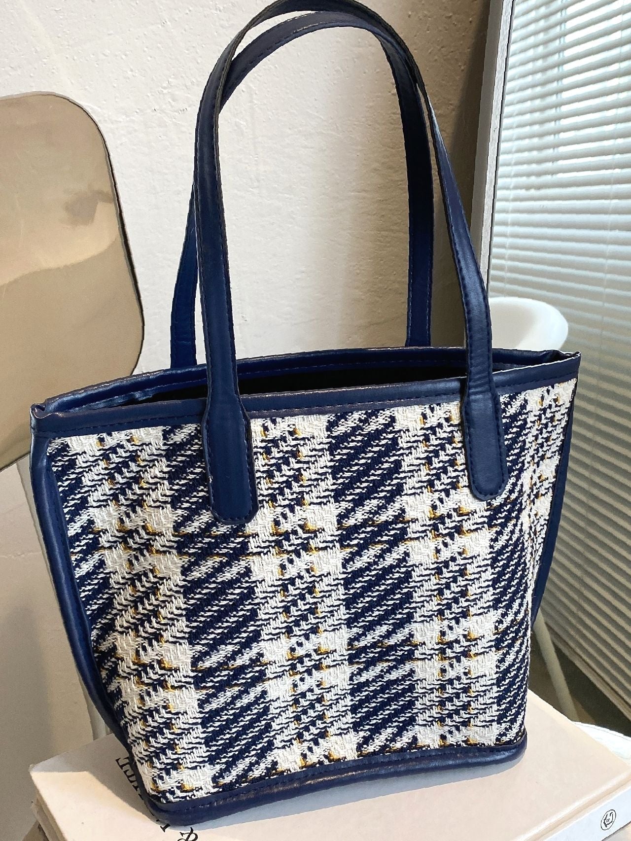 Futurecen - Tartan Tote Bag with Inner Pouch  - Women Tote Bags