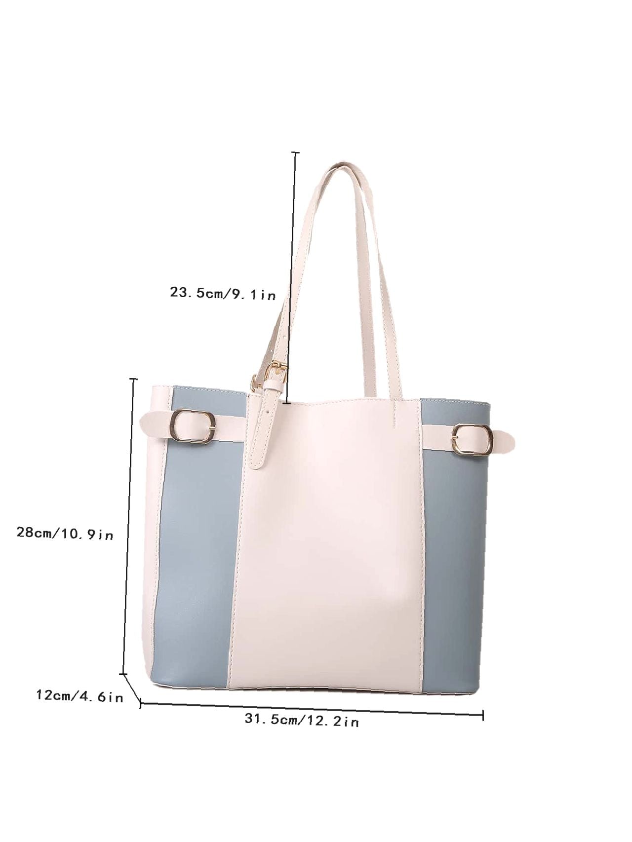 Futurecen - Colorblock Buckle Decor Tote Bag  - Women Tote Bags