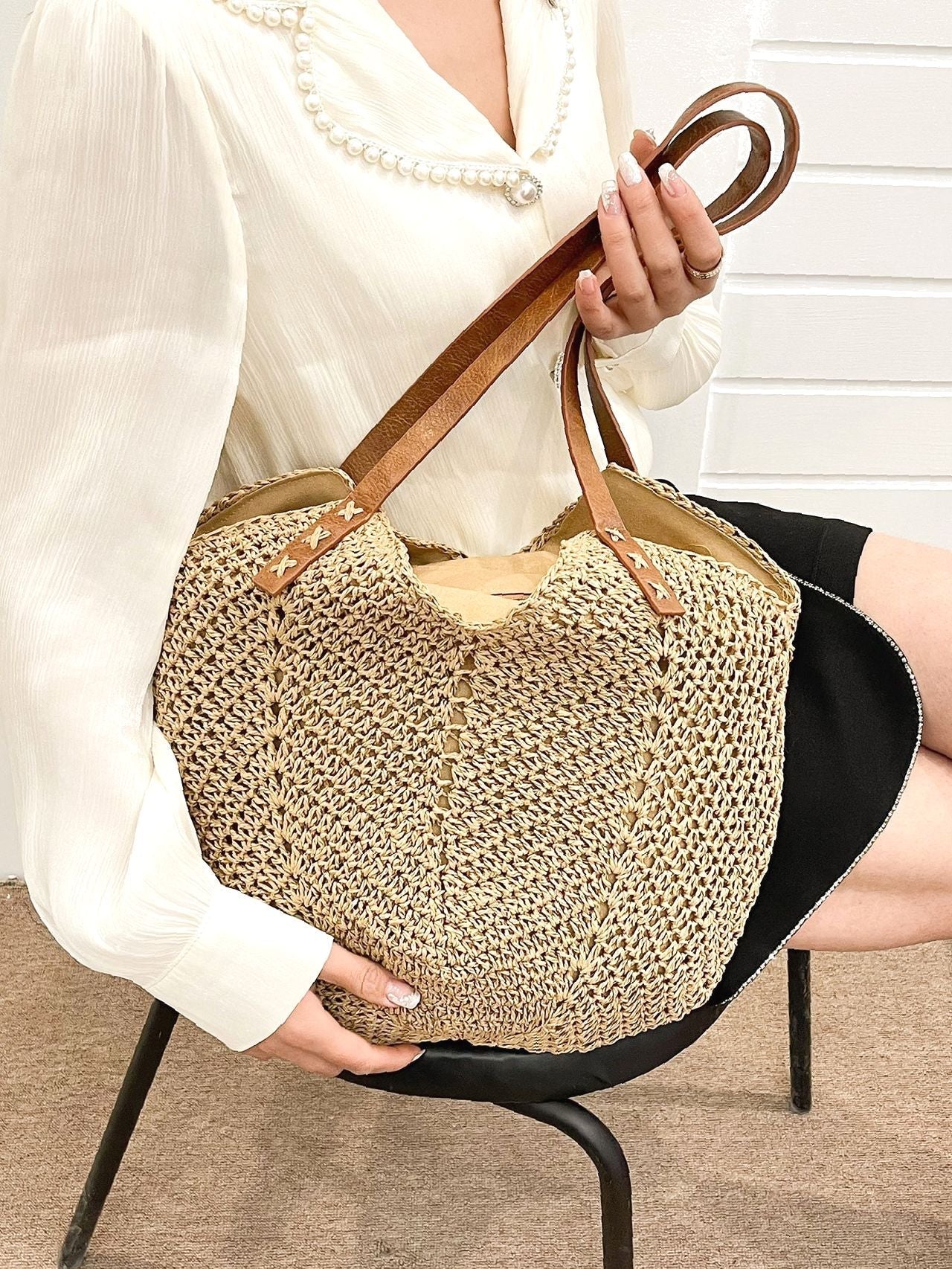 Futurecen - Hollow Out Straw Bag  - Women Tote Bags