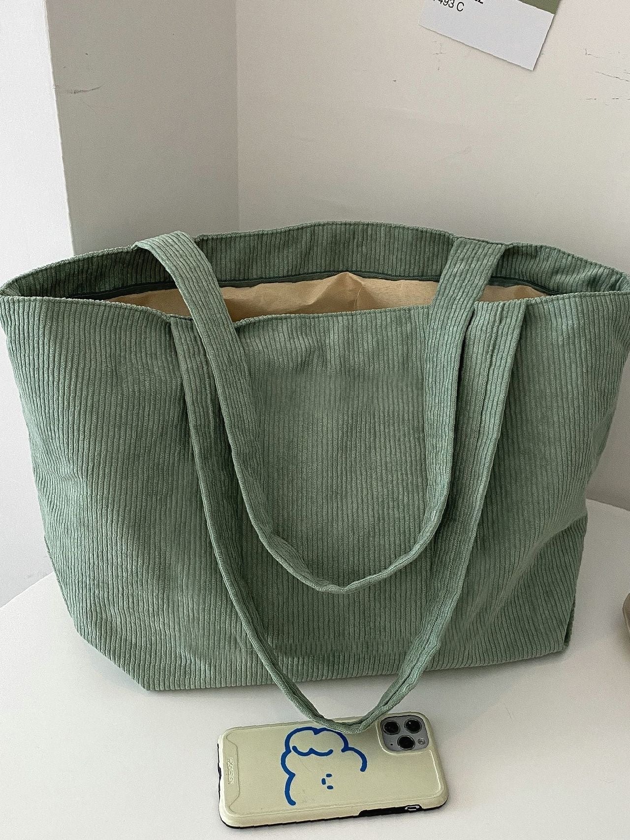 Futurecen - Minimalist Corduroy Shoulder Tote Bag  - Women Tote Bags