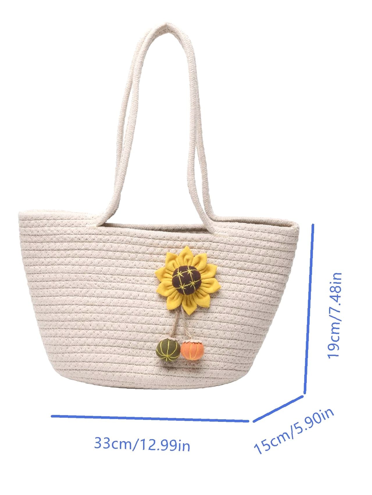 Futurecen - Sunflower Decor Straw Bag  - Women Tote Bags