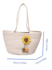 Futurecen - Sunflower Decor Straw Bag  - Women Tote Bags