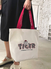 Futurecen - Cartoon & Slogan Graphic Shoulder Tote Bag  - Women Tote Bags