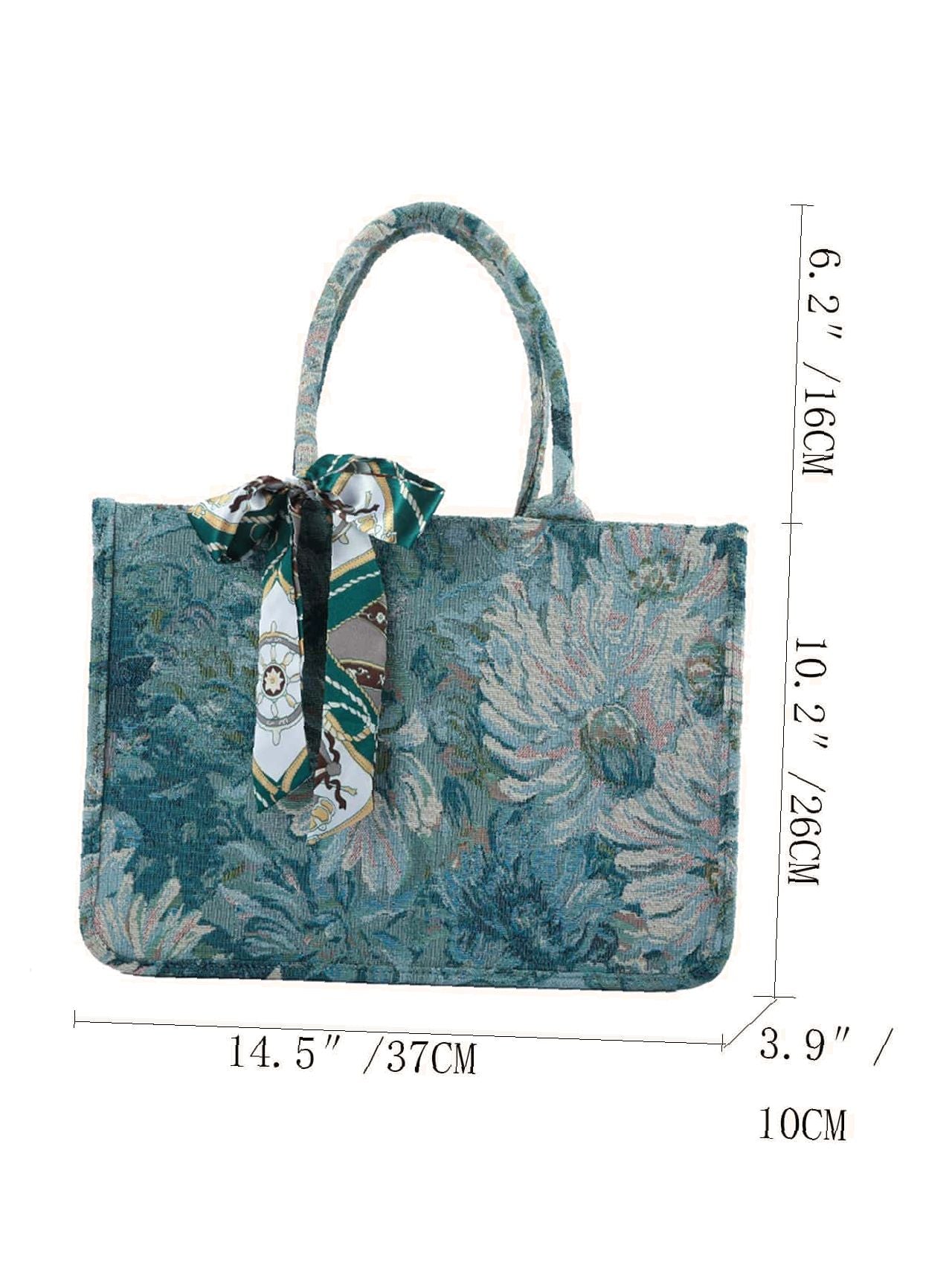 Futurecen - Twilly Scarf （Random）Decor Floral Graphic Tote Bag  - Women Tote Bags