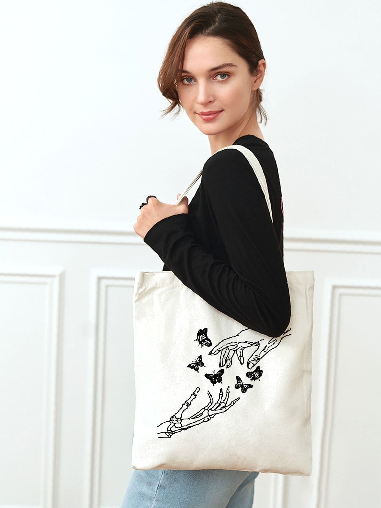 Futurecen - Butterfly Graphic Shopper Bag  - Women Tote Bags