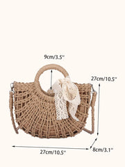 Futurecen - Bow Decor Straw Bag  - Women Tote Bags