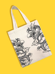 Futurecen - Chinese Dragon Graphic Shopper Bag  - Women Tote Bags