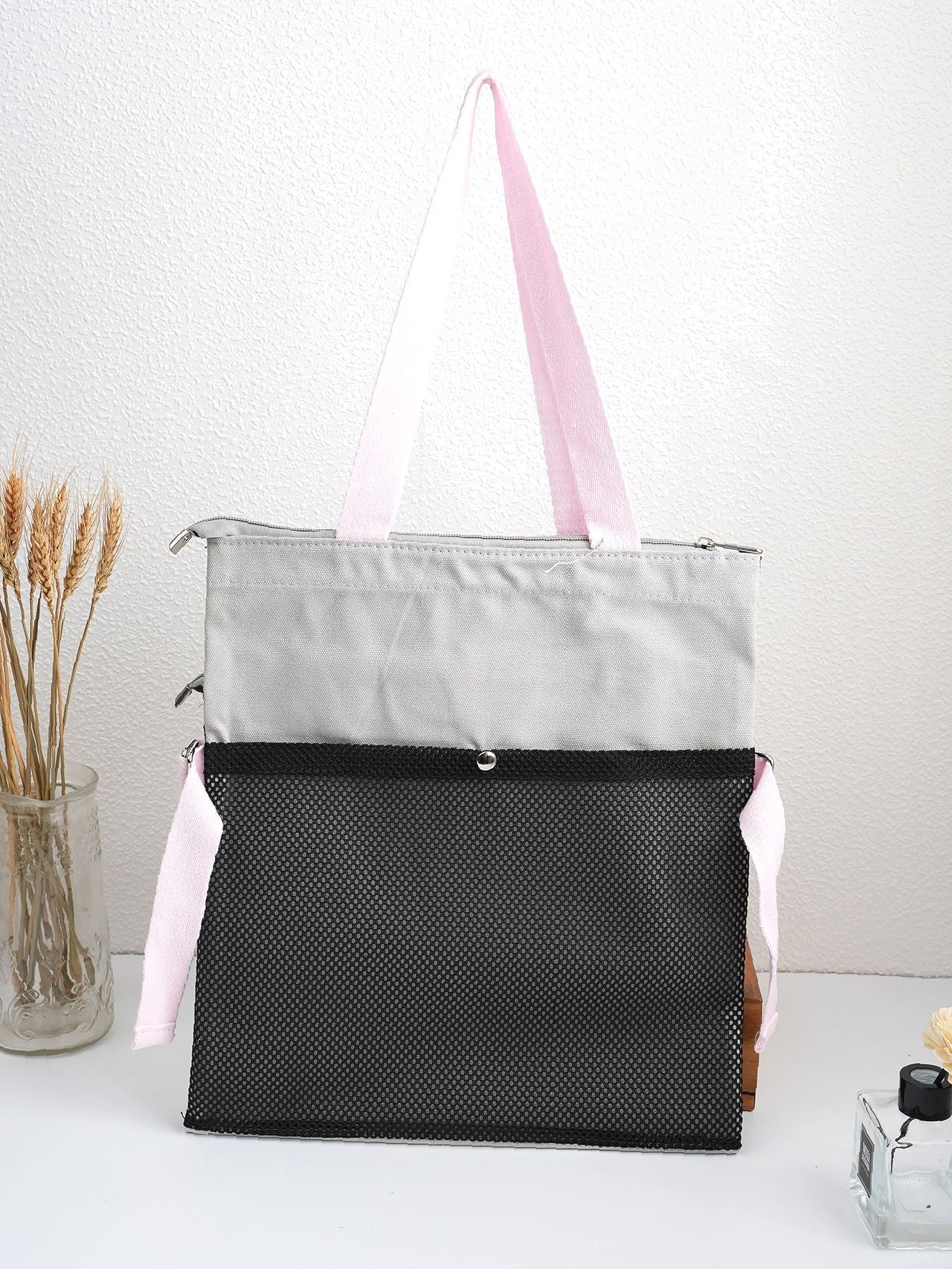 Futurecen - Letter Graphic Colorblock Shopper Bag  - Women Tote Bags