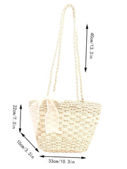 Futurecen - Bow Decor Straw Bag  - Women Tote Bags