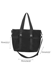 Futurecen - Buckle Decor Large Capacity Shoulder Tote Bag  - Women Tote Bags