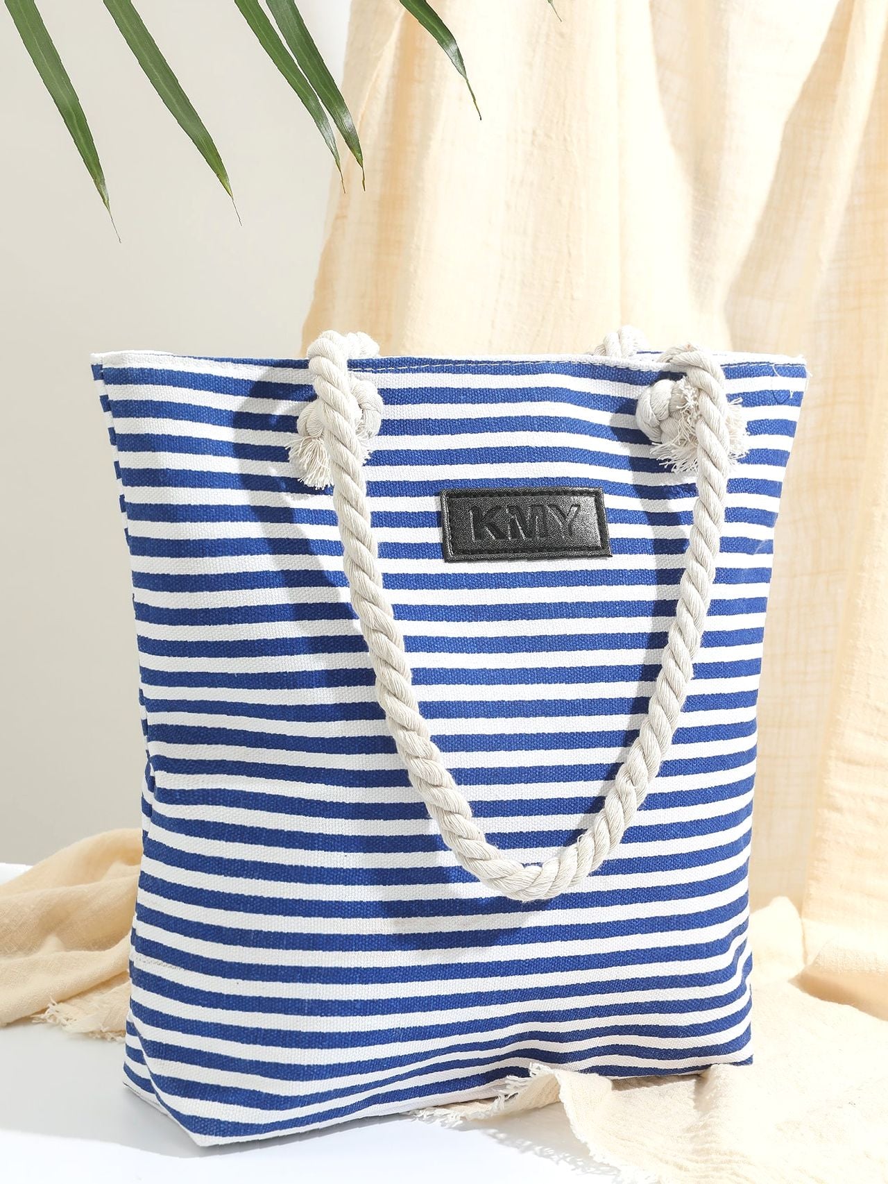 Futurecen - Striped Pattern Patch Decor Shoulder Tote Bag  - Women Tote Bags