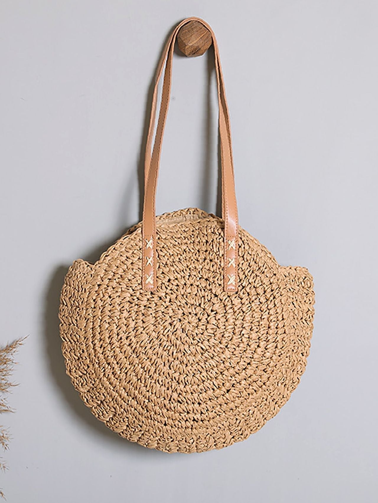 Futurecen - Circle Straw Shoulder Tote Bag  - Women Tote Bags