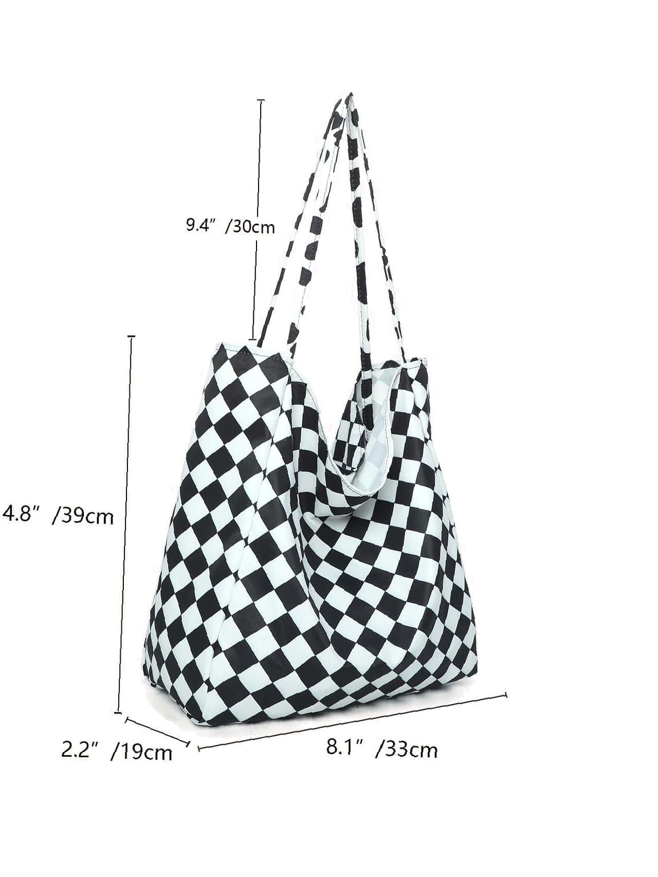 Futurecen - Checkered Print Shoulder Tote Bag  - Women Tote Bags