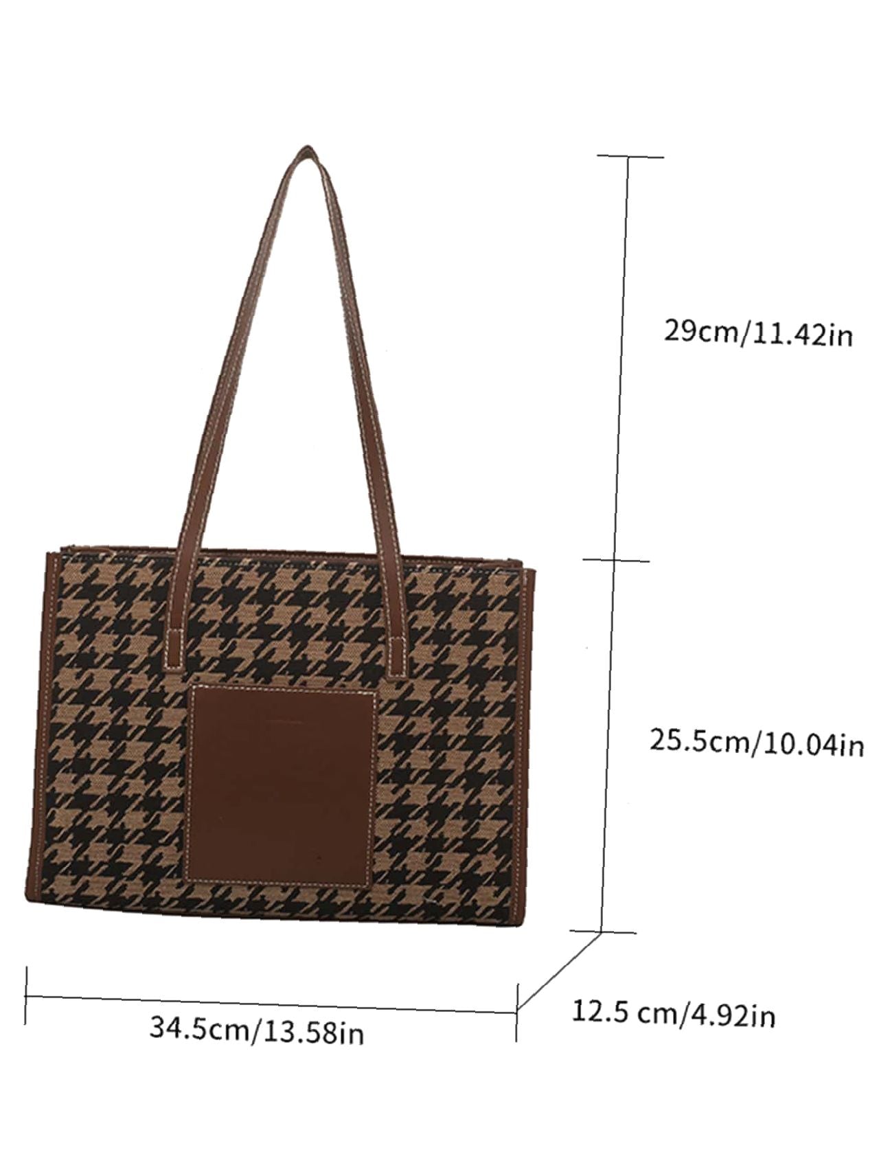 Futurecen - Houndstooth Pattern Shoulder Tote Bag  - Women Tote Bags