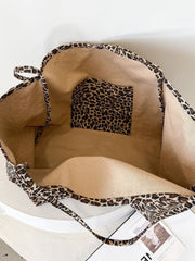 Futurecen - Leopard Graphic Canvas Shopper Bag  - Women Tote Bags