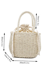 Futurecen - Drawstring Design Straw Bag  - Women Tote Bags