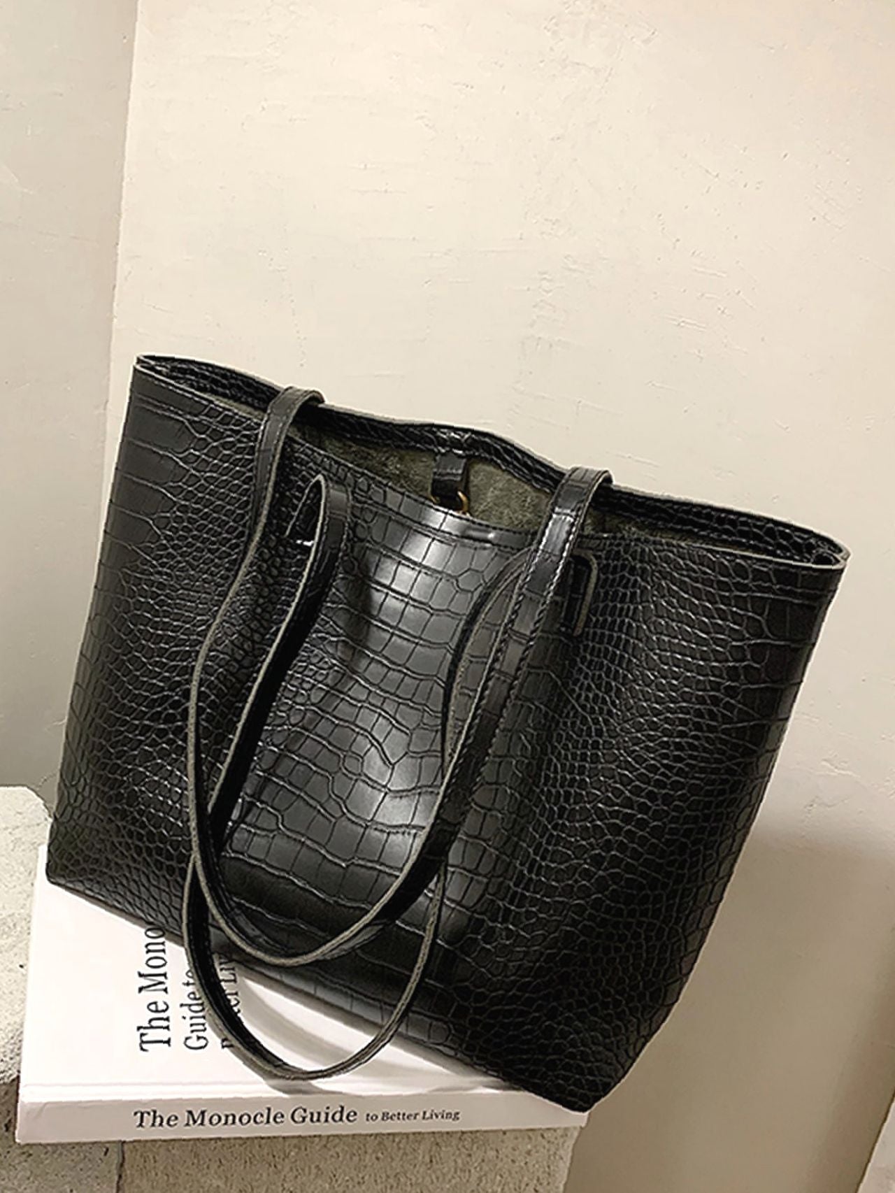 Futurecen - Crocodile Embossed Tote Bag with Inner Pouch  - Women Tote Bags