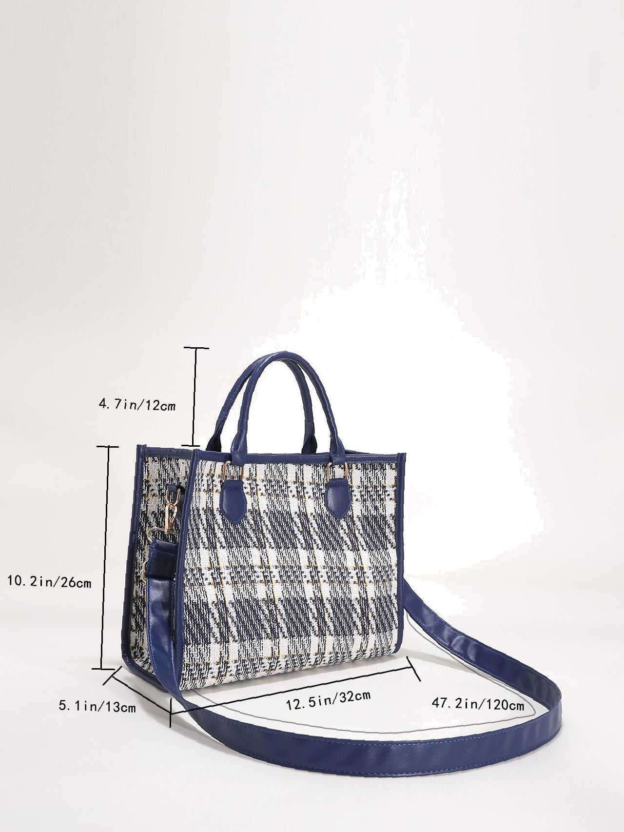 Futurecen - Plaid Top Handle Tote Bag with Inner Pouch  - Women Tote Bags