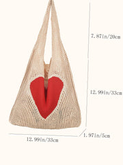 Futurecen - Heart Pattern Crochet Tote Bag  - Women Tote Bags