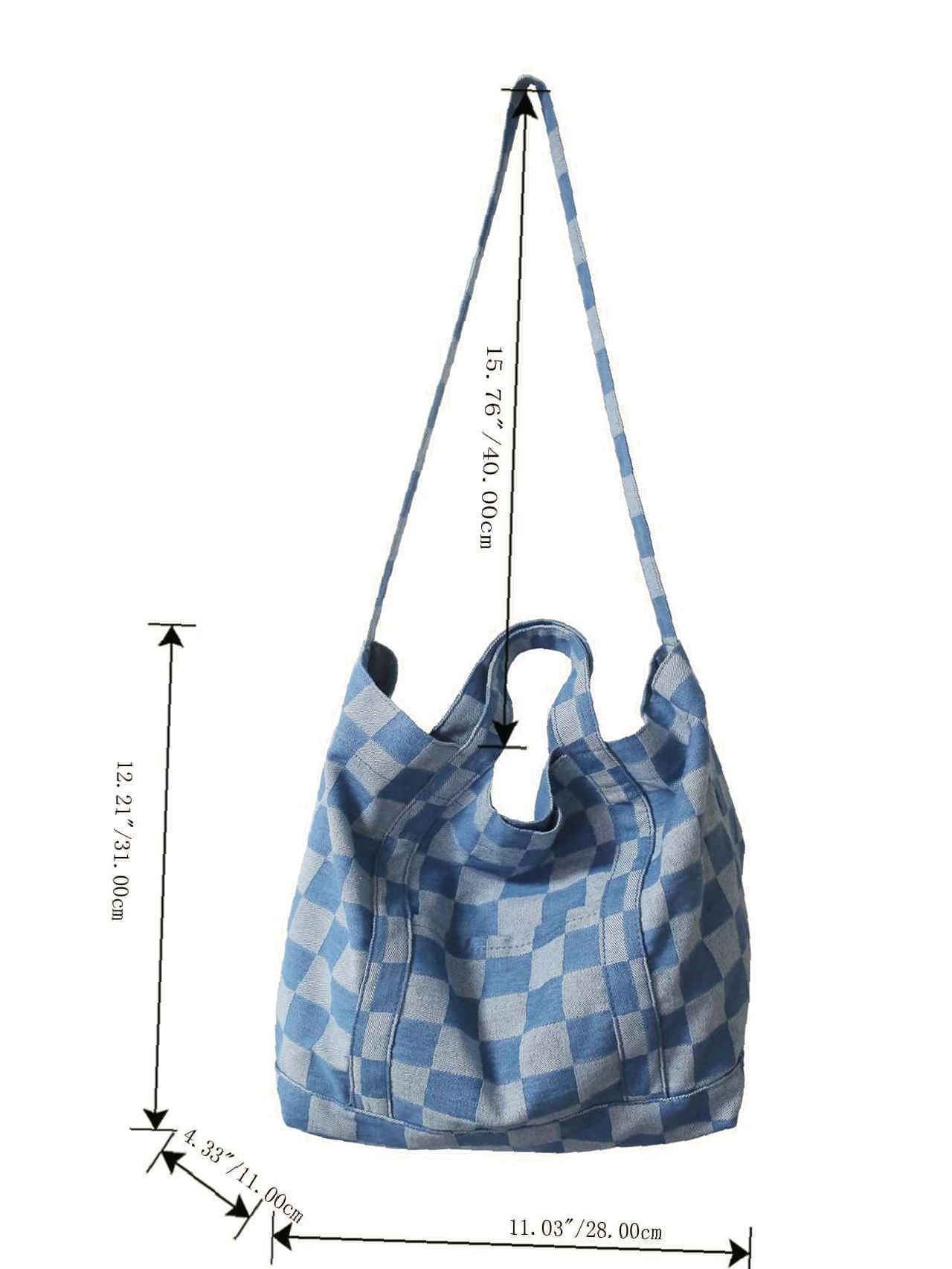 Futurecen - Checkered Graphic Shopper Bag  - Women Tote Bags