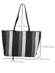 Futurecen - Striped Pattern Shoulder Tote Bag  - Women Tote Bags