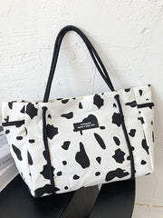 Futurecen - Cow Pattern Letter Patch Shopper Bag  - Women Tote Bags