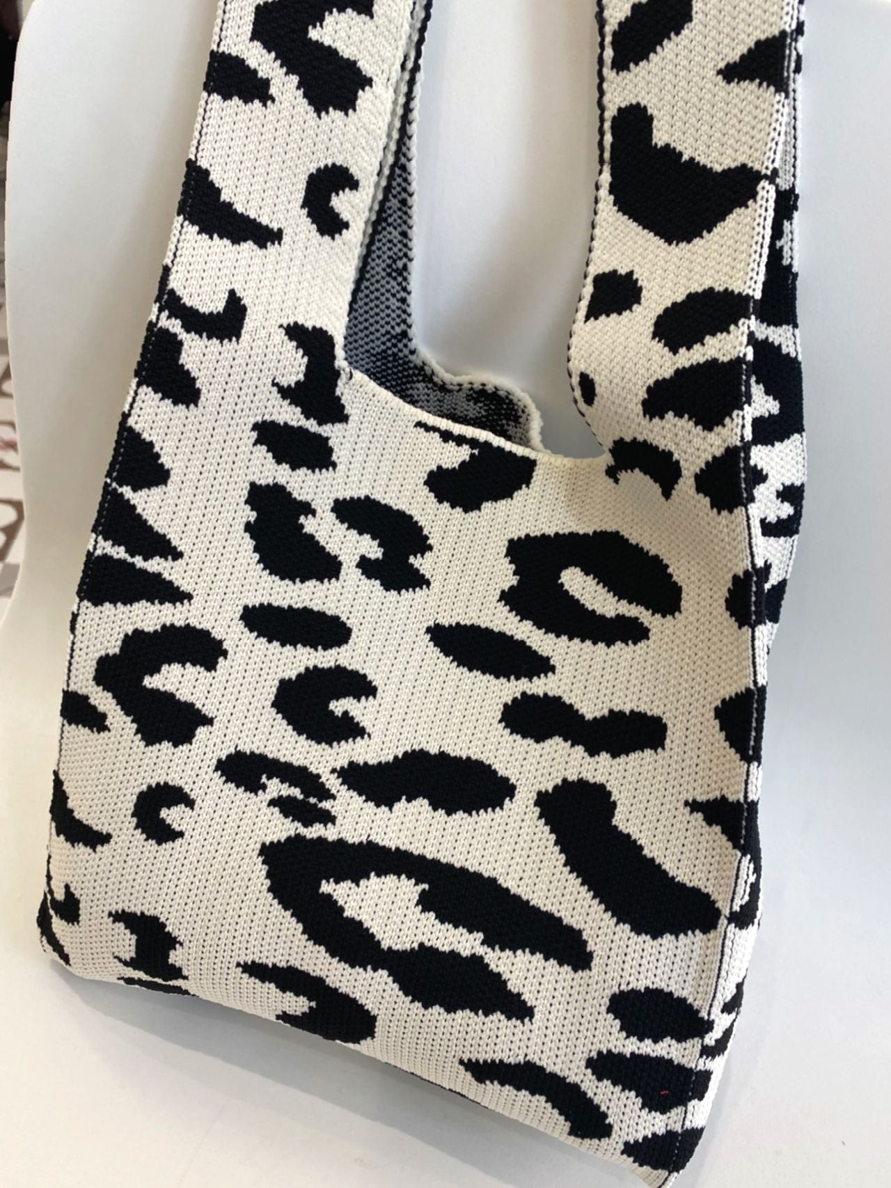 Futurecen - Two Tone Leopard Pattern Crochet Bag  - Women Tote Bags