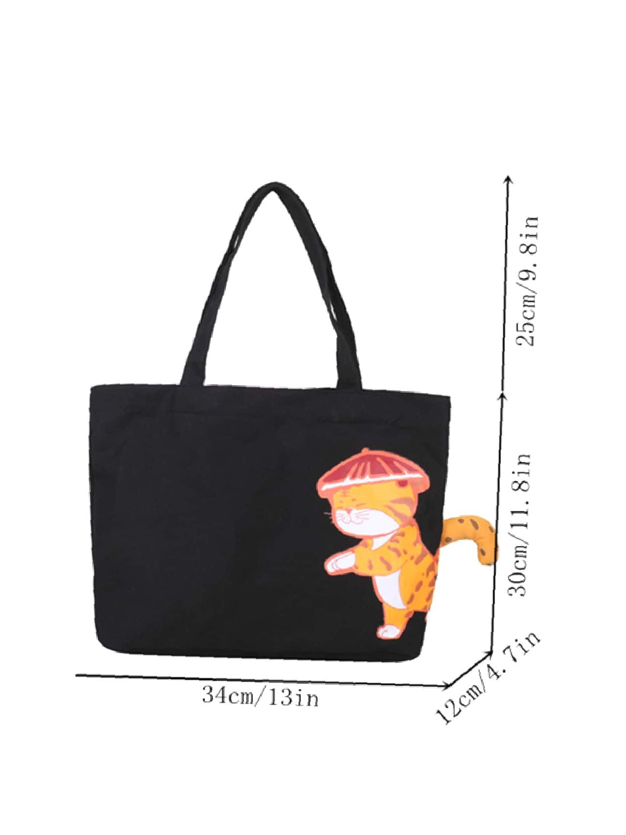 Futurecen - Cartoon Tiger Decor Shopper Bag  - Women Tote Bags