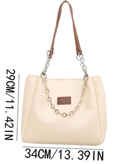 Futurecen - Patch Detail Chain Shoulder Tote Bag  - Women Tote Bags