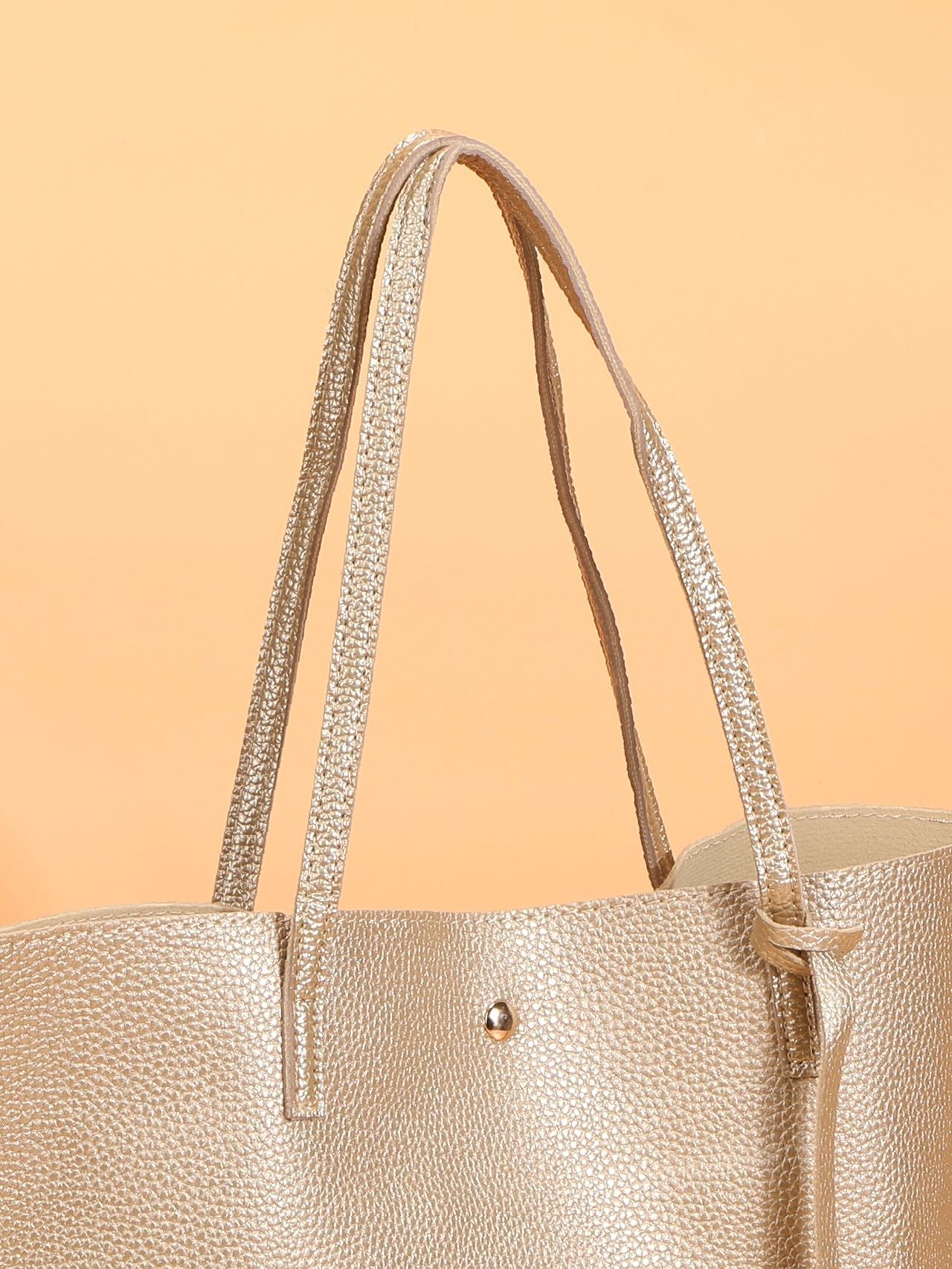 Futurecen - Metallic Pebble Embossed Tassel Decor Tote Bag  - Women Tote Bags