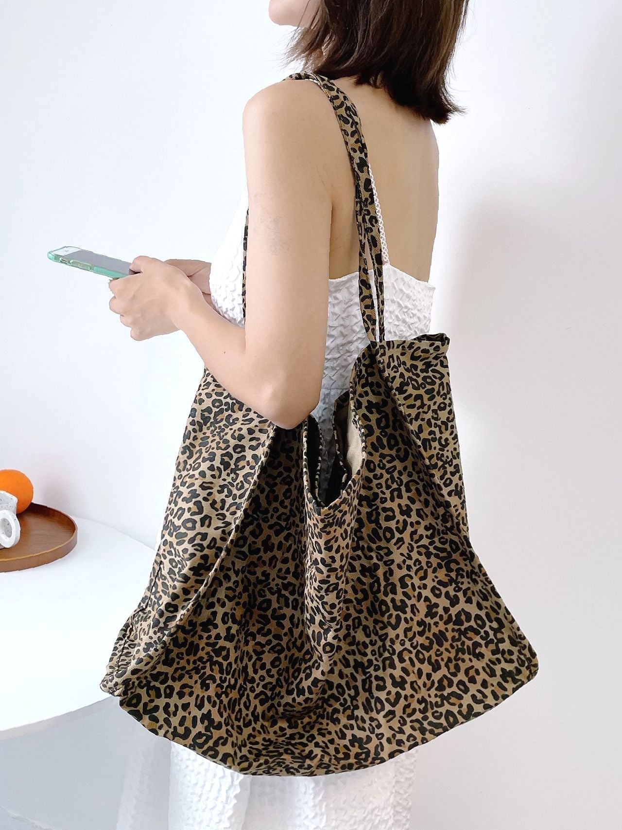 Futurecen - Leopard Print Shoulder Tote Bag  - Women Tote Bags