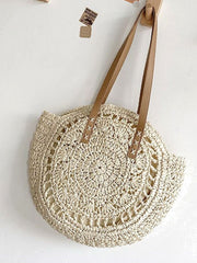 Futurecen - Hollow Out Circle Straw Bag  - Women Tote Bags