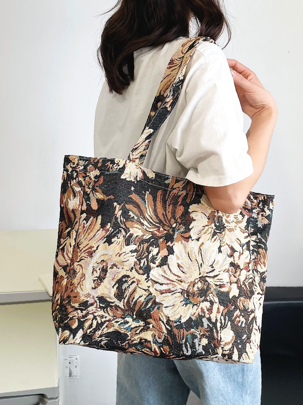 Futurecen - Floral Graphic Large Capacity Shopper Bag  - Women Tote Bags