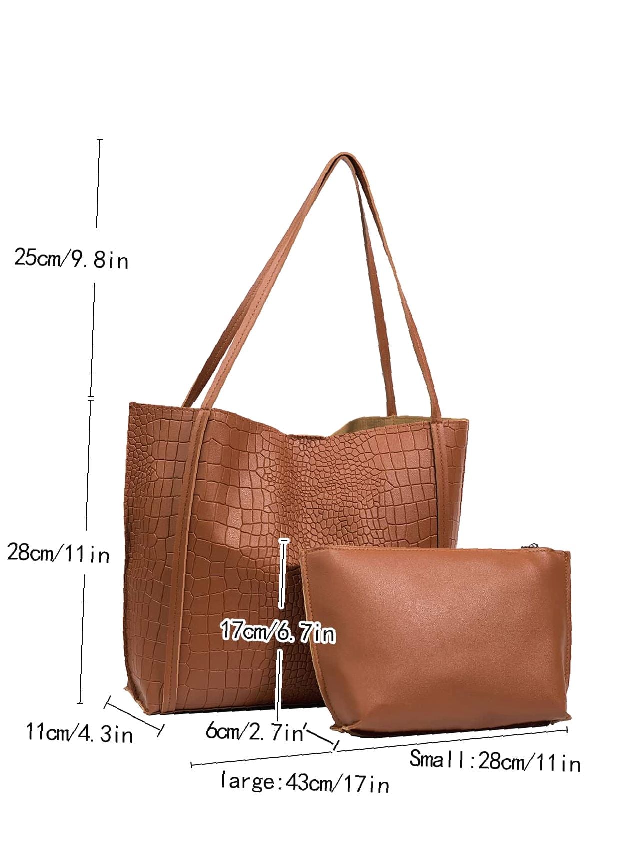 Futurecen - Crocodile Embossed Tote Bag with Inner Pouch  - Women Tote Bags