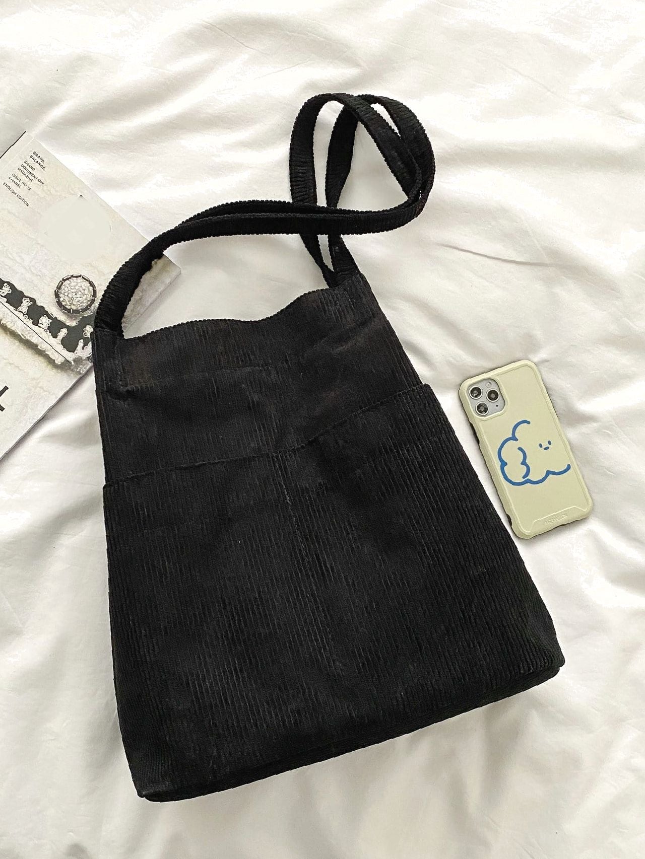 Futurecen - Minimalist Corduroy Tote Bag  - Women Tote Bags