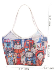 Futurecen - Cartoon Cat Print Tote Bag  - Women Tote Bags