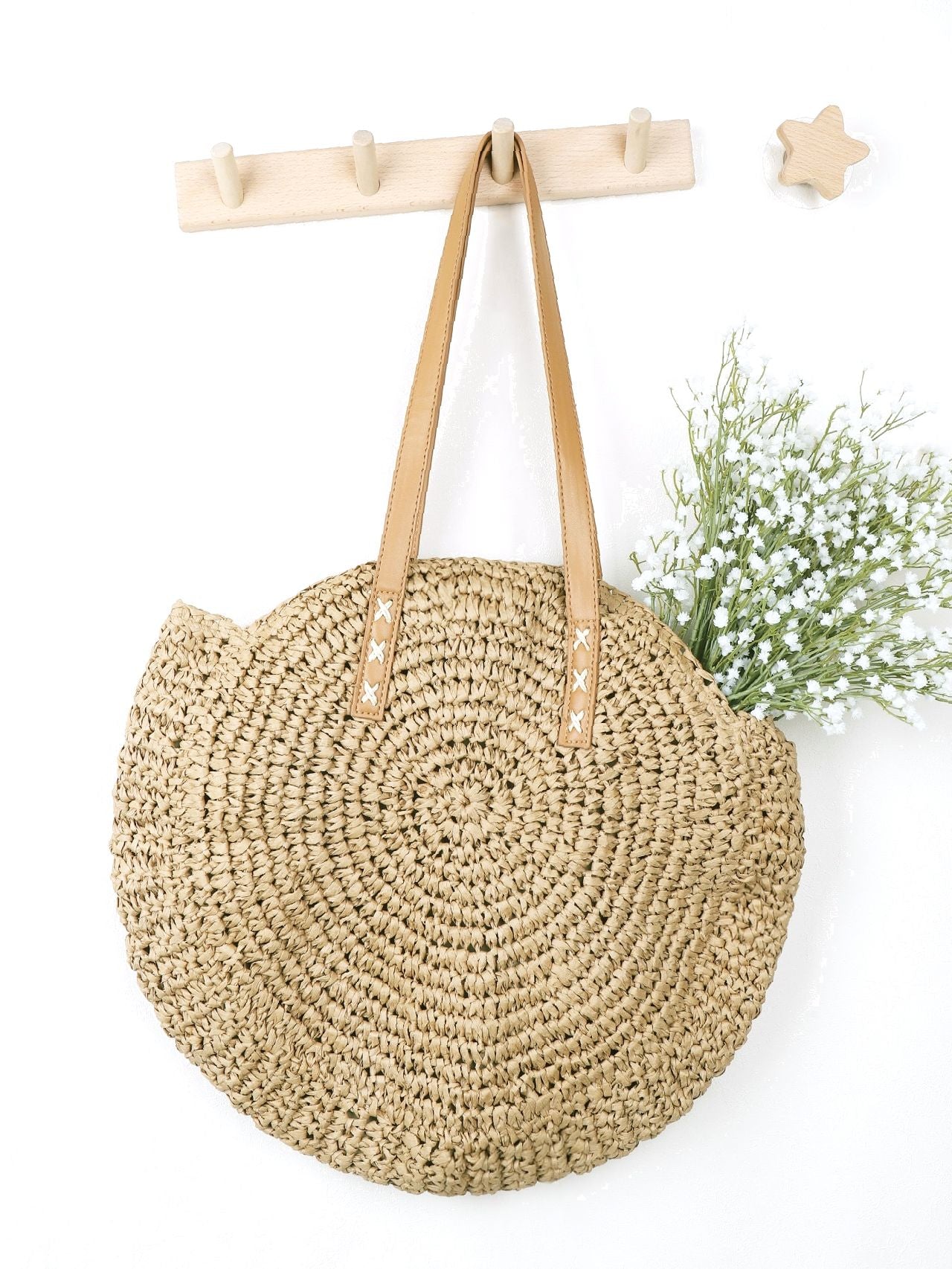 Futurecen - Minimalist Round Straw Bag  - Women Tote Bags