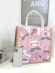 Futurecen - Cartoon & Peach Graphic Shopper Bag  - Women Tote Bags