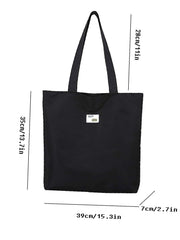 Futurecen - Letter Patch Decor Shoulder Tote Bag  - Women Tote Bags