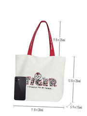 Futurecen - Cartoon & Slogan Graphic Shoulder Tote Bag  - Women Tote Bags