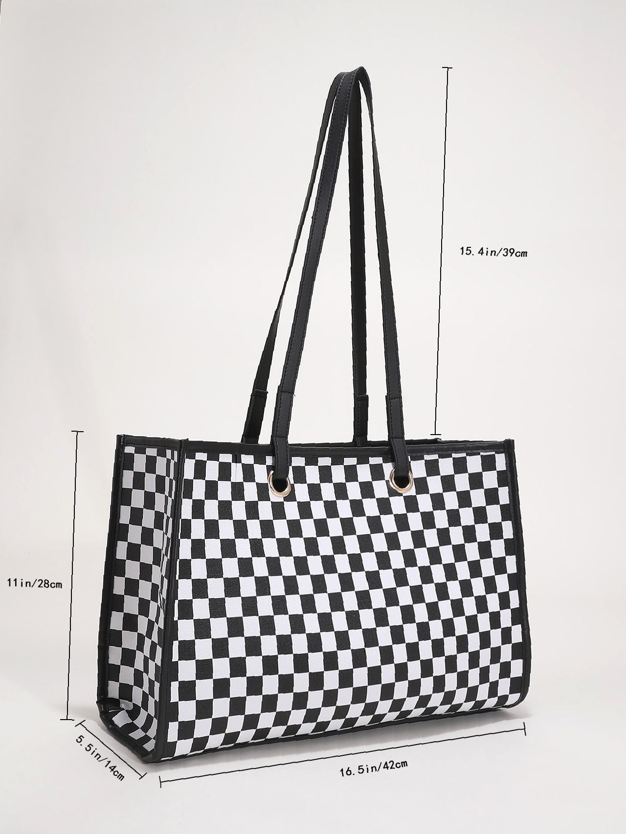 Futurecen - Colorblock Plaid Shoulder Tote Bag  - Women Tote Bags