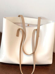 Futurecen - Two Tone Scarf Decor Shoulder Tote Bag  - Women Tote Bags