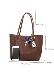 Futurecen - Twilly Scarf Decor Embossed Detail Tote Bag  - Women Tote Bags