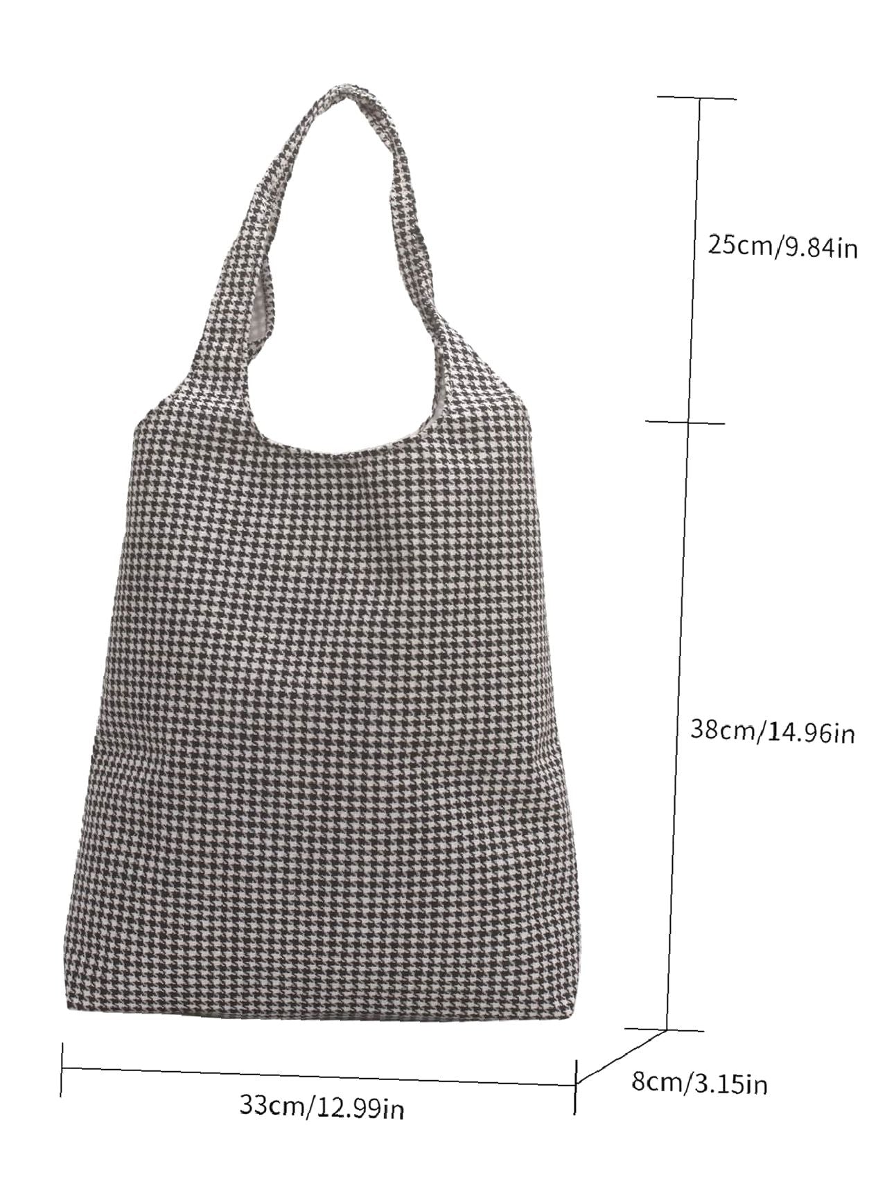 Futurecen - Houndstooth Pattern Large Capacity Shoulder Tote Bag  - Women Tote Bags