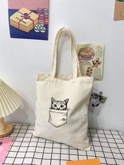 Futurecen - Cat Print Shopper Bag  - Women Tote Bags