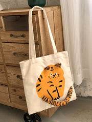 Futurecen - Cartoon Tiger Graphic Shopper Bag  - Women Tote Bags