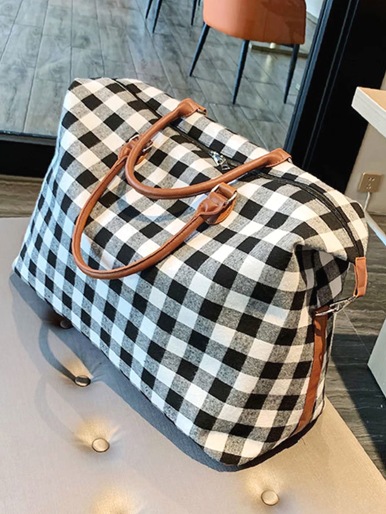 Futurecen - Gingham Pattern Tote Bag  - Women Tote Bags