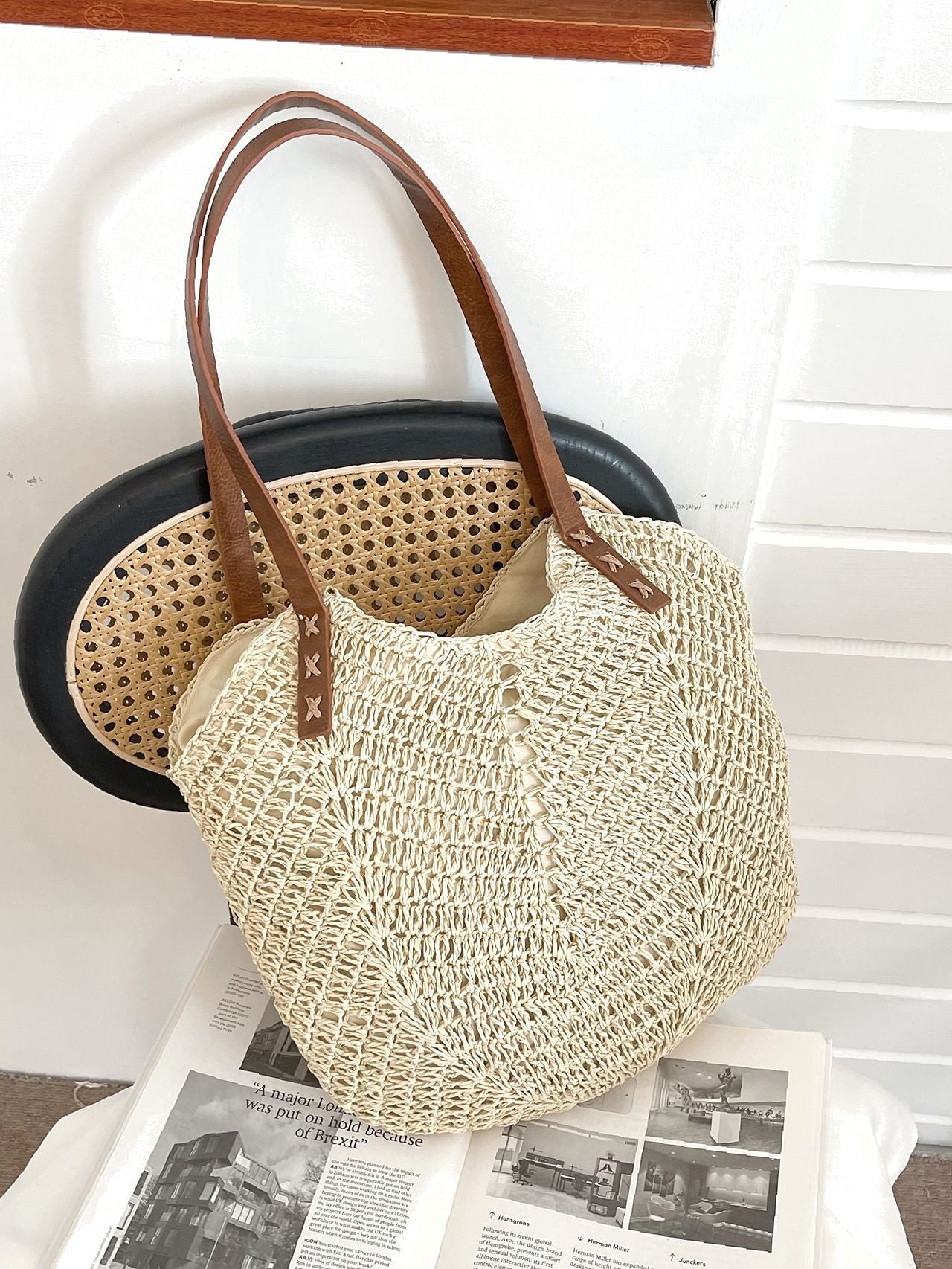 Futurecen - Minimalist Large Capacity Straw Bag  - Women Tote Bags