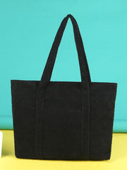 Futurecen - Letter Patch Corduroy Tote Bag  - Women Tote Bags