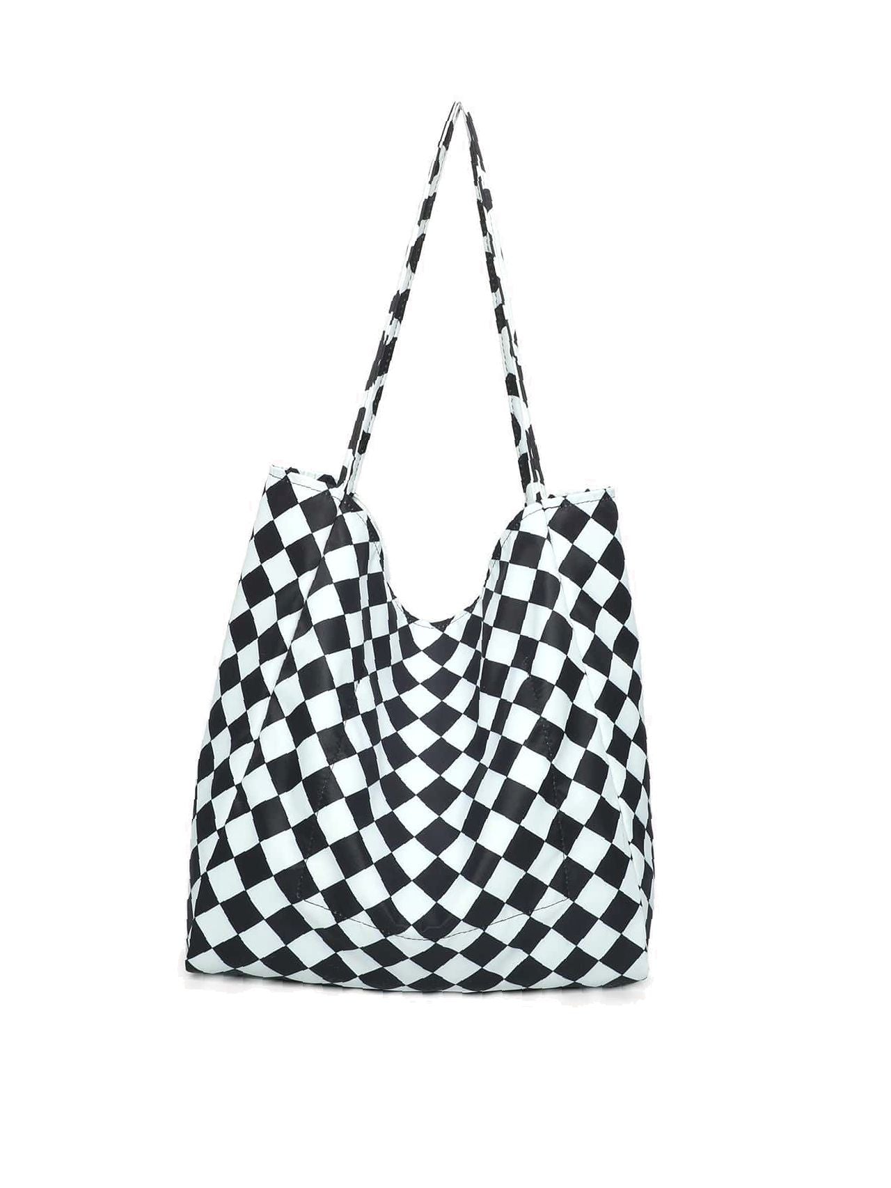 Futurecen - Checkered Print Shoulder Tote Bag  - Women Tote Bags